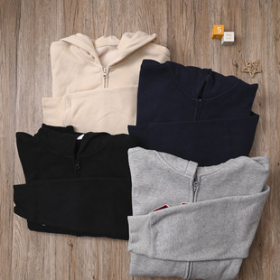 大童保暖拉链衫 卫衣厚实外套开衫 情侣秋冬连帽抓绒衫 GA外贸男女装