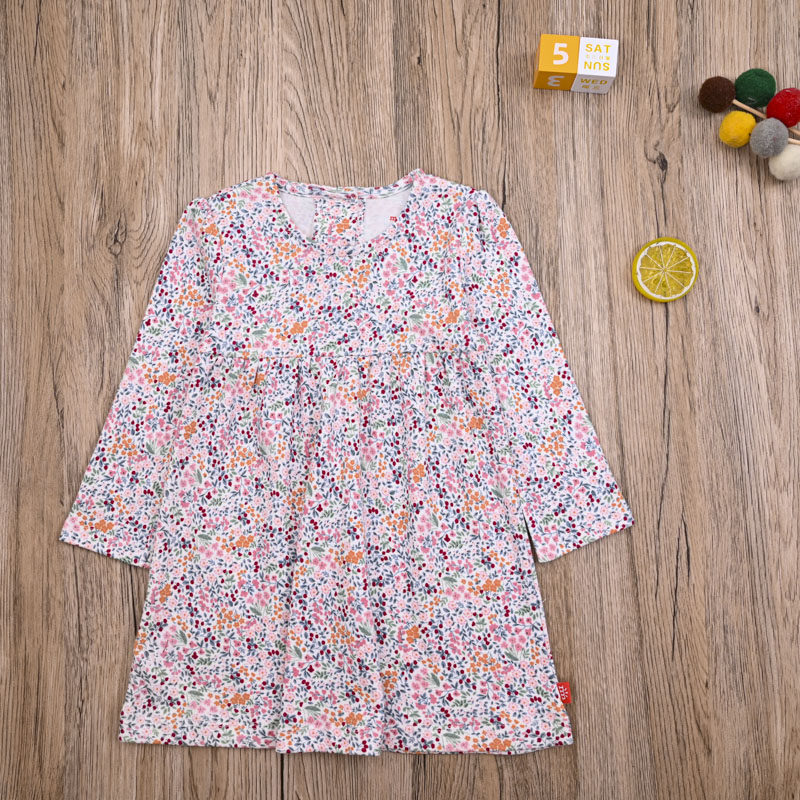 外贸欧美 女宝春秋纯棉长袖连衣裙式上衣 女童可爱娃娃衫公主裙子