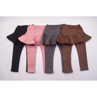 BL国内单女宝春秋冬款保暖加绒打底裤长裤女幼童可爱假两件短裙裤