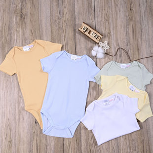 ZR外贸欧美宝宝夏季 三角爬服婴儿休闲套头开档包屁衣哈衣 纯棉短袖