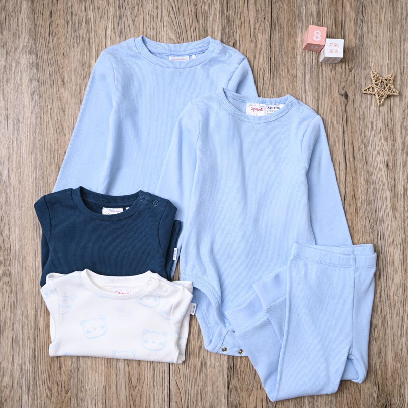 外贸欧美 男宝春秋螺纹棉长袖T恤上衣三角爬哈衣打底裤长裤子套装