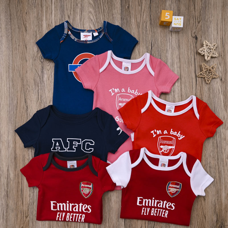 外贸欧美 足球服哈衣 婴儿夏季纯棉短袖三角爬服包屁衣运动队球服