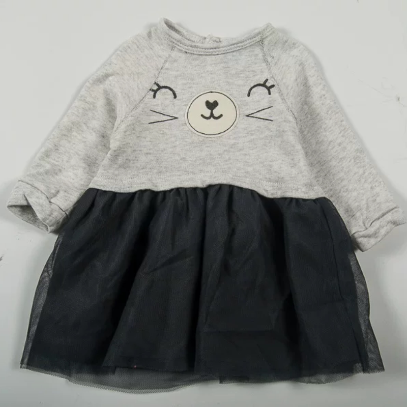 外贸欧美女宝春秋长袖毛线圈卫衣裙式上衣婴儿可爱公主纱裙套头衫