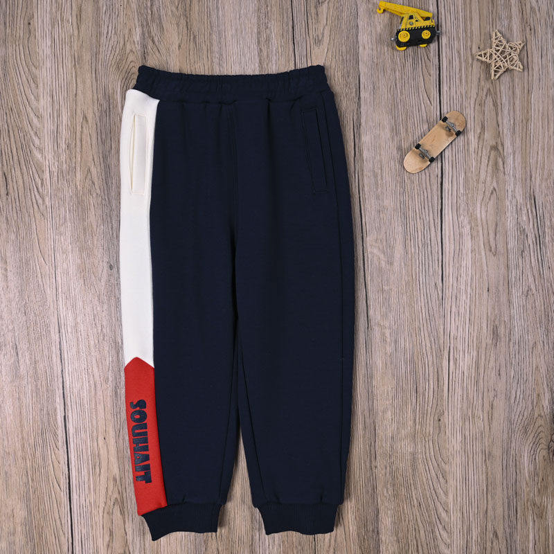 国内单男宝秋冬款卫裤运动裤长裤子男童加绒休闲裤哈伦裤小脚裤