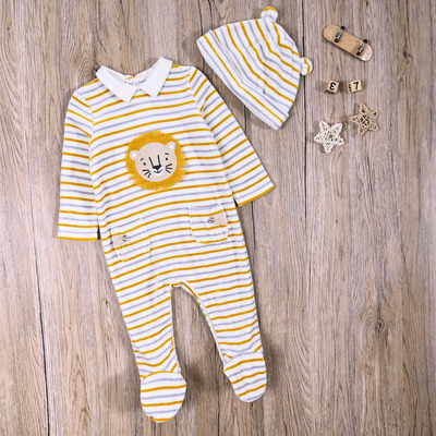 连身衣后背开扣包脚长爬服