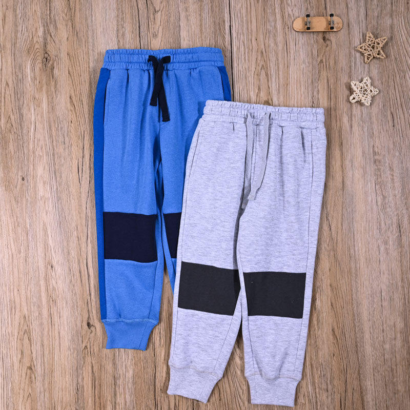 外贸欧美男宝春秋卫裤运动裤长裤子男童细抓绒休闲裤哈伦裤小脚裤