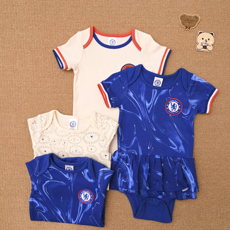 外贸欧美宝宝足球服哈衣婴儿夏季纯棉短袖三角爬服包屁衣运动队服