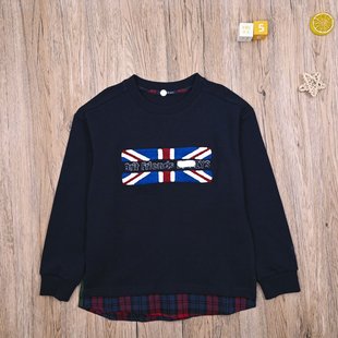 HZ外贸韩单 宝宝春秋长袖休闲卫衣假两件上衣 儿童舒适套头衫外套