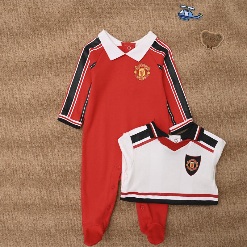 外贸欧美 世界杯足球队服连体衣 婴儿纯棉长袖包脚长爬服运动服