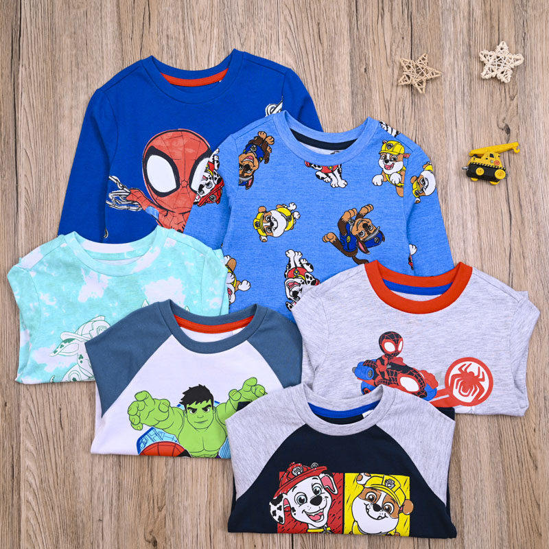 外贸欧美 男宝春秋棉质卡通休闲长袖T恤上衣男童圆领打底衫套头衫,童装/婴儿装/亲子装,T恤,淘宝优惠券,粉丝福利购,淘宝优惠卷