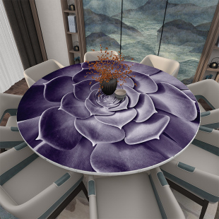 3D桌面圆桌创意桌布圆形厚餐桌垫防水防油防烫免洗pvc软塑料玻璃