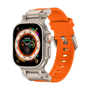 适用AppleWatchUltra2表带AppleWatchS9苹果iWatchS10手表带iWatch8硅胶S9Ultra男S8SE金属钛iWatchultra46MM