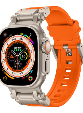 适用AppleWatchUltra2表带AppleWatchS9苹果iWatchS10手表带iWatch8硅胶S9Ultra男S8SE金属钛iWatchultra46MM