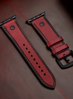 适用于apple watch6苹果表带SE真皮潮iwatch1/2/3/4代男女38MM/42mm运动防汗硅胶腕带series5代真皮表软牛皮