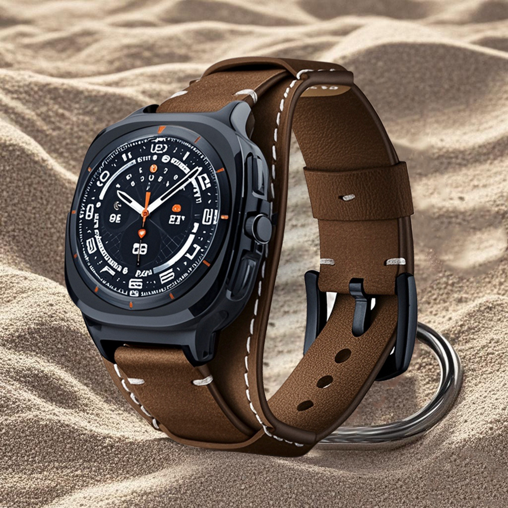 47mm男士针扣腕带透气牛仔皮