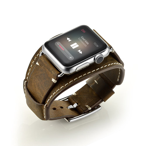 适用AppleWatch头层牛皮表带