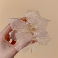 Бежевая заколка-крабик с бантиком, 1 пары