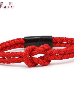 FanoFigure/法诺图情侣编织同心结黑红手绳男女简约手绳手饰礼物