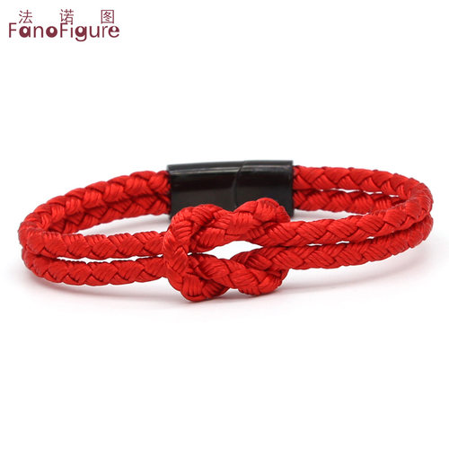 FanoFigure/法诺图情侣编织同心结黑红手绳男女简约手绳手饰礼物
