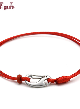 法诺图手绳编织红黑色手链绳子男女款情侣简约蜡绳细款可穿转运珠