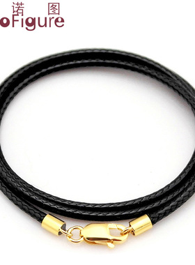 法诺图吊坠绳项链挂绳925银扣黑皮绳饰品水晶玉坠挂件绳项链男女