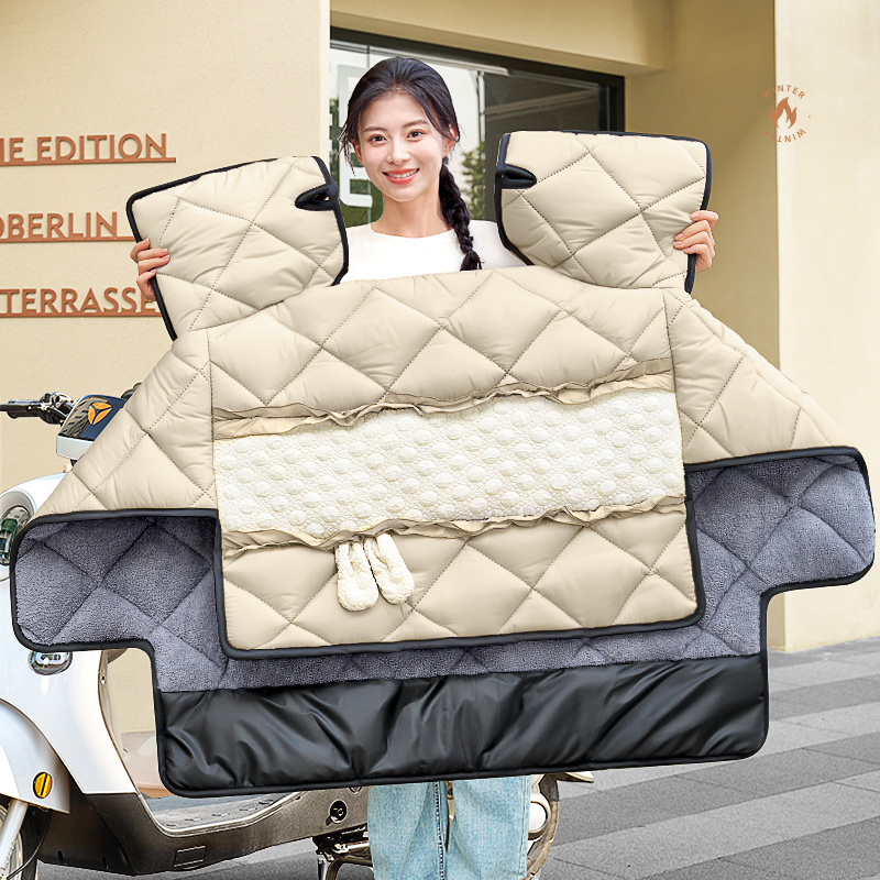 电动车挡风被冬季加绒加厚电瓶摩托车防风防水四季通用高颜值新款