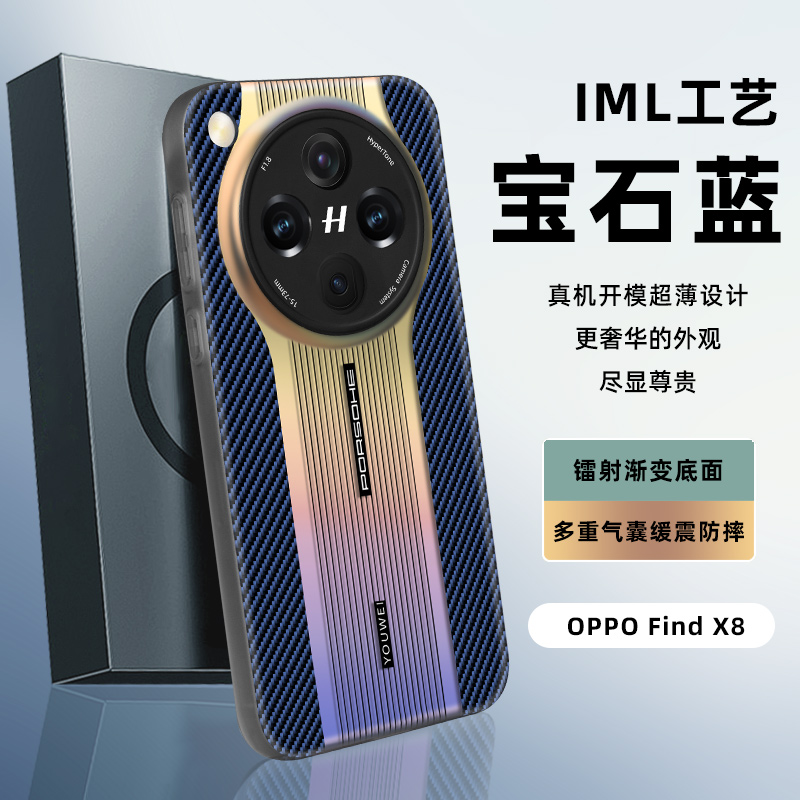 适用oppofindx8pro手机壳findx8高档镭射oppo碳纤维纹find x8por全包镜头后壳fdx创意0pp0findx防指纹flndx男