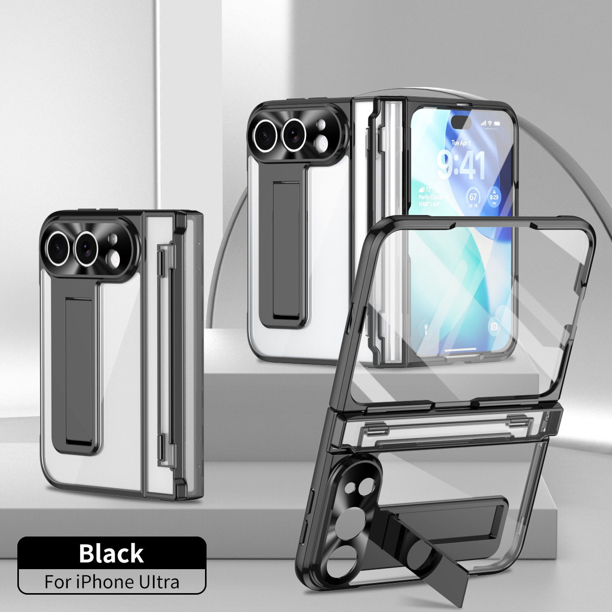 适用苹果duo手机壳iphoneduo电镀透明iphone18duo连体铰链中轴apple全包dou屏幕钢化膜iphonduo折叠支架case