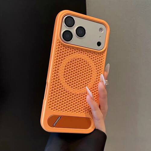 适用苹果17手机壳iphone17promax高级感蜂窝网孔ip16散热pro透气max保护套iph15超薄por磁吸pmax带支架pr0max