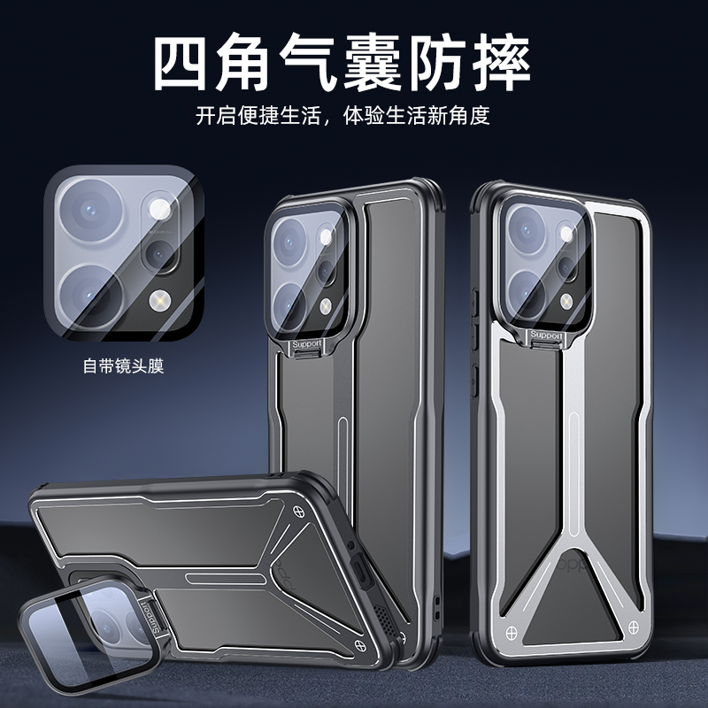 适用opporeno14手机壳reno14pro缕空散热poopreno145g气囊防摔por镜头膜带金属支架opreno超薄软边pla110新款