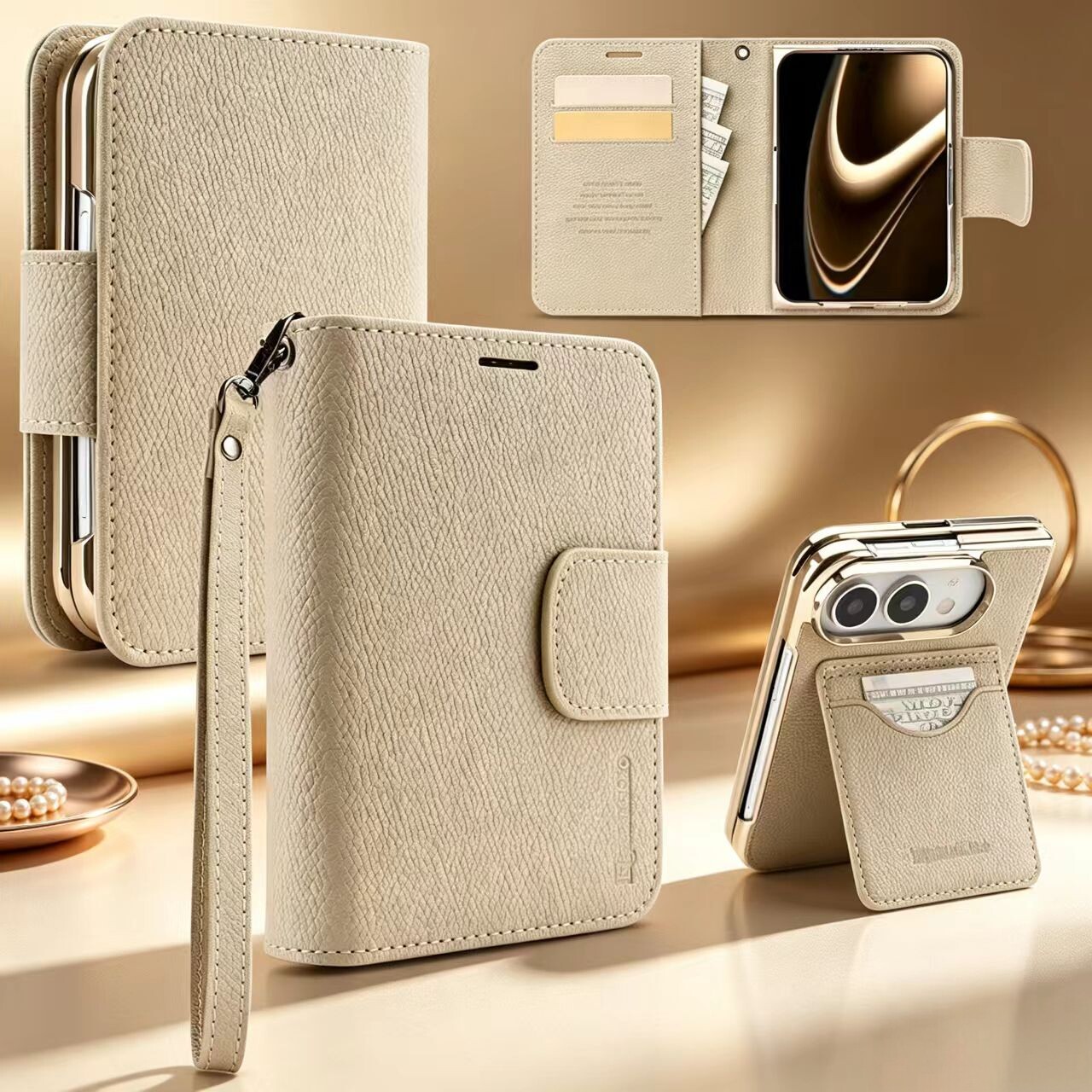 适用iphoneduo手机壳iphone duo时尚手绳苹果18duo翻盖式皮套dou前后全包apple分体式磁扣iponeduo插卡套钱夹