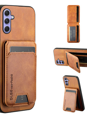 适用三星a54手机壳galaxy a34 5g商务皮革a24全包边4g后壳a14磁吸卡包sm一a5460可支架a346b插卡槽a146b皮夹