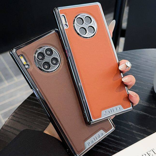 适用华为mate30手机壳mata30pro时尚电镀皮革meta全包镜头后壳美特epro商务皮质meat防摔por男meite新品m&alpha;te