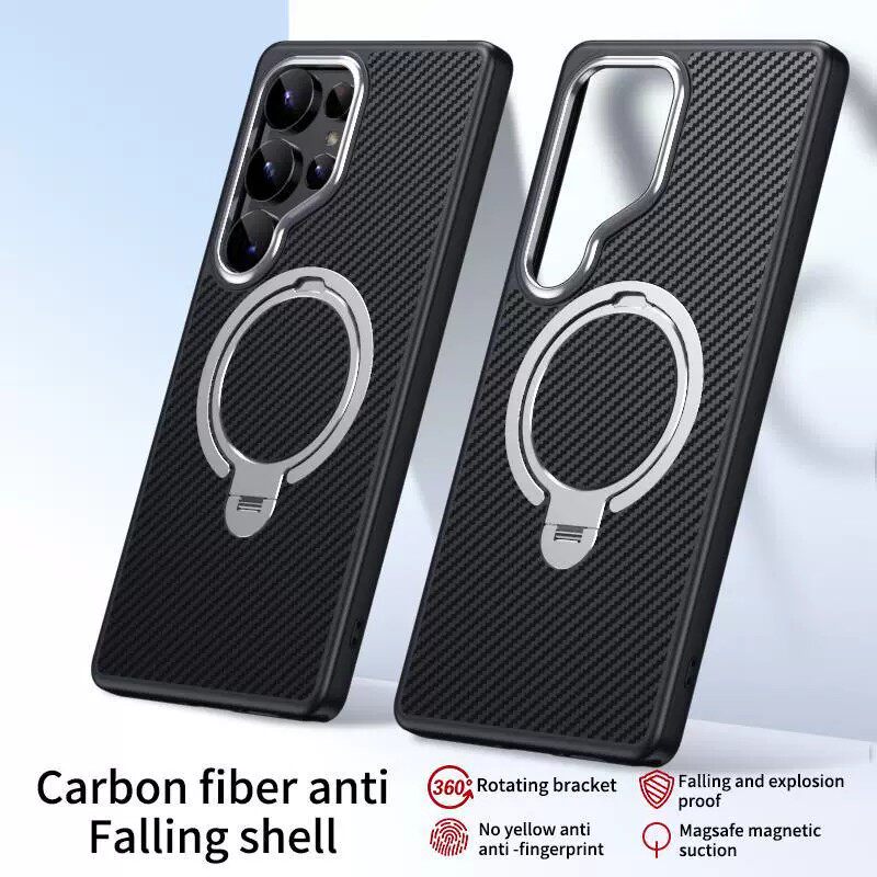 适用三星s25+手机壳s24ultra商务凯夫拉s25碳纤维纹s25uitra防滑s23u全包软边s24十plus磁吸支架utra新款case