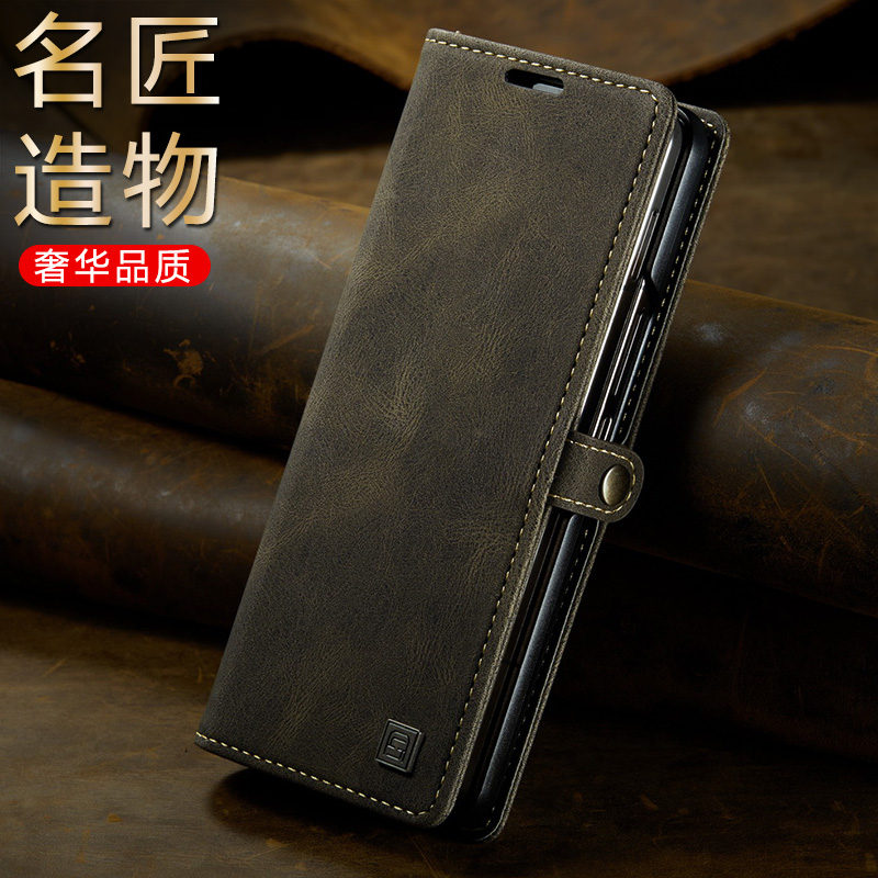 适用三星zfold5手机壳z fold4高档真皮flod5翻盖式皮套fodl5前后全包f9460带盖f9360磁吸fod插卡ford套钱包fd
