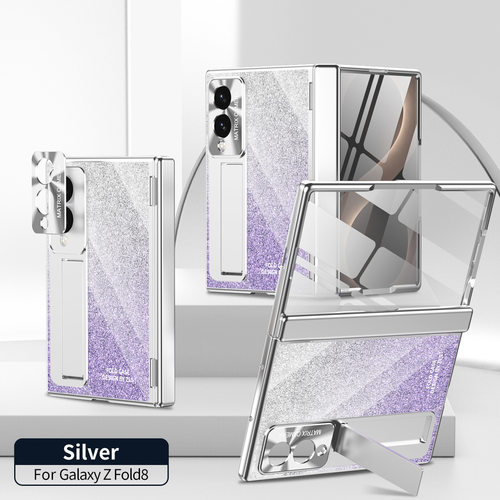 适用三星zfold8手机壳Samsung z fold8时尚闪粉透明zold8中轴铰链ford前屏钢化玻璃膜fodl创意zfod带支架f0ld