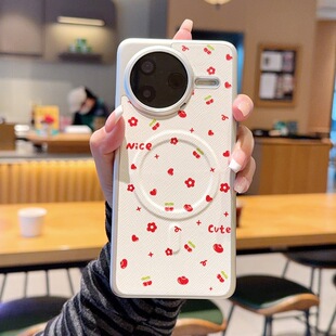 适用红米k80手机壳小米pocof7ultra小清新redmik80pro素皮poco f7pro电镀硬壳por时尚5g皮质f7u磁吸充电utral