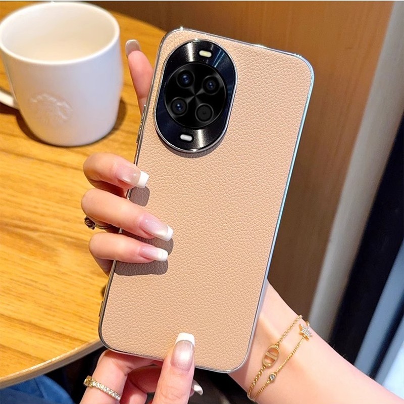 适用华为nova14pro手机壳nove14时尚电镀素皮note14ultra金属镜头全包保护壳nave小众uitra皮纹mia一al00新品