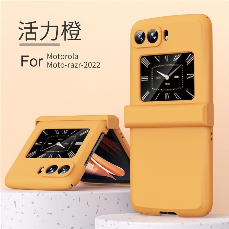 适用摩托罗拉motorazr2022手机壳moto razr 2022时尚纯色马卡龙折叠屏铰链全包保护套razr2022防摔亲肤感外壳