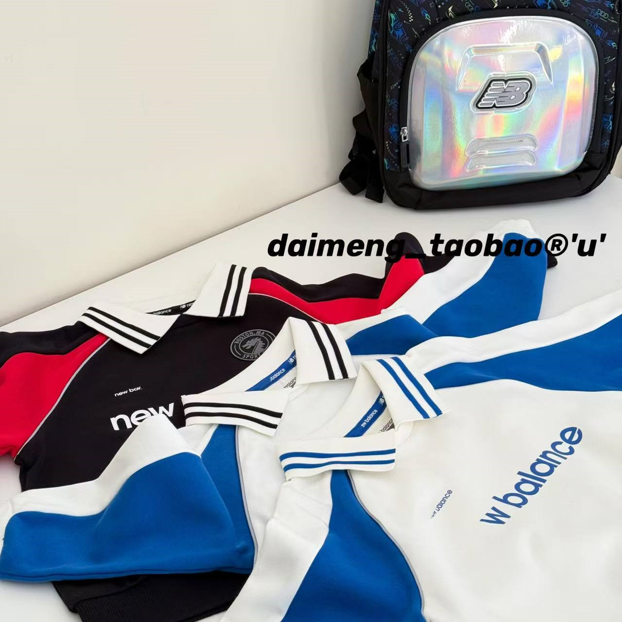 110-160码出口韩春款男女童中大童三色polo领运动毛圈百搭卫衣