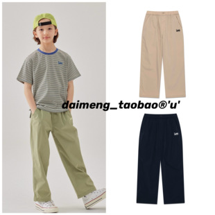 120-165码出口韩夏款男女童四色松紧腰直筒休闲速干长裤可亲子