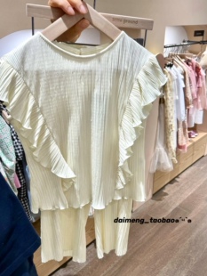 100-150码出口韩夏款女童圆领花边无袖背心百褶阔腿防蚊长裤套装