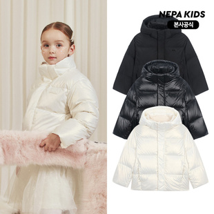 100-165码出口韩冬款男女童中大童三色连帽纯色洋气经典羽绒服