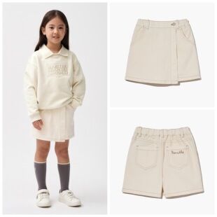 女童中大童米白松紧腰洋气百搭牛仔短裙裤 出口韩夏款 150码 110