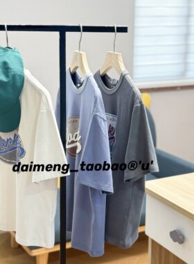 包邮定制130-170码夏款男女童三色圆领做旧弹力亲肤短袖T恤可亲子