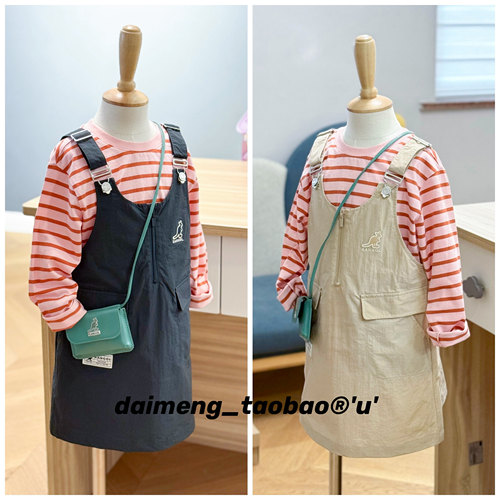 110-155码出口韩春夏款女童中大童两色柔软洋气背带裙连衣裙