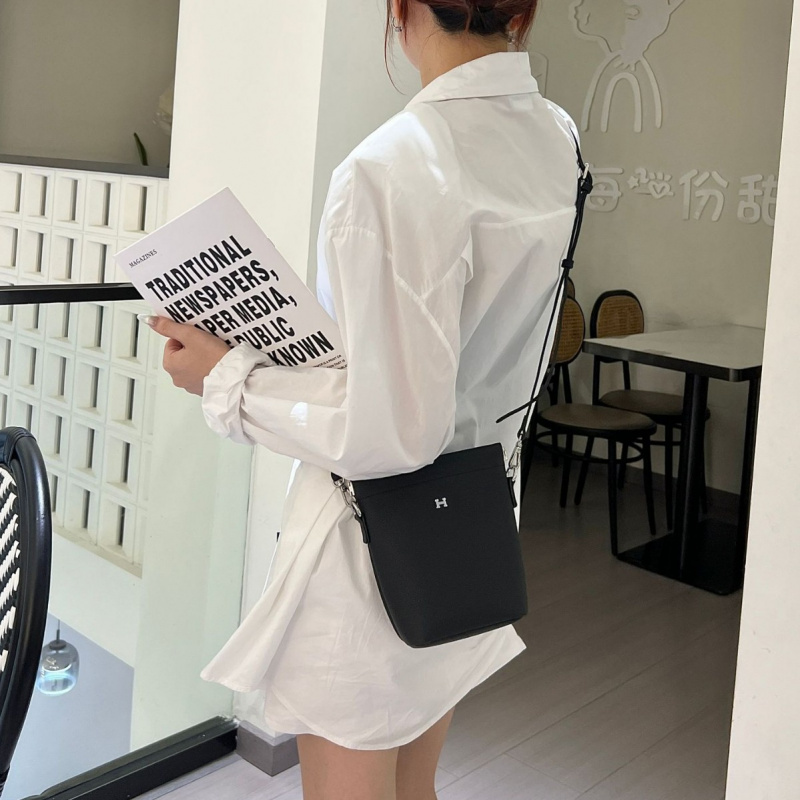 头层牛皮手机包迷你水桶包多功能手提单肩斜挎女包荔枝纹简约休闲