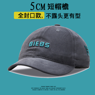 全封闭短檐鸭舌帽抽绳雅痞帽软顶小沿短舌棒球帽后封口款 ins潮牌