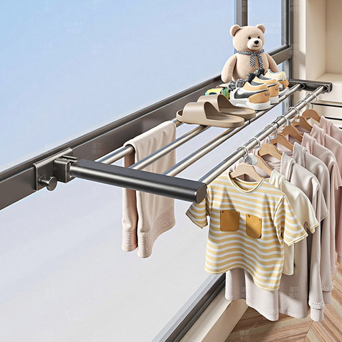 温莎隐形折叠挂杆家用免打孔晒被