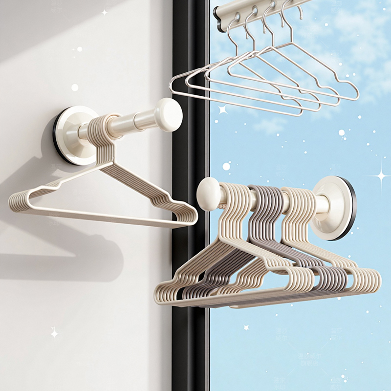 温莎吸盘免打孔多功能伸缩收纳架